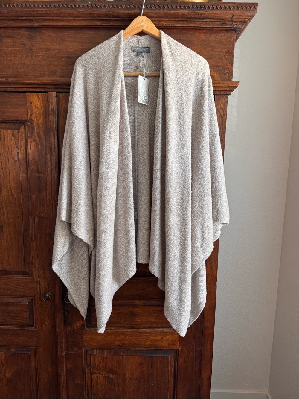 Barefoot Dreams CozyChic Lite Weekend Wrap New OS Heather Pewter Pearl